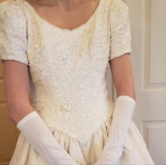 Vintage 90s Mori Lee Silk Wedding Dress - Picture 7 of 16